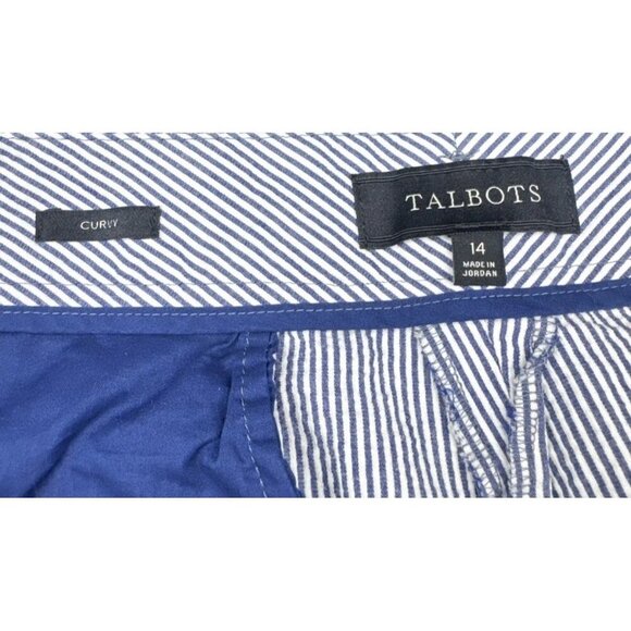 Talbots Women’s Blue White Stripe Seersucker Cotton Crop Pants Curvy Sz 14 - Picture 6 of 11